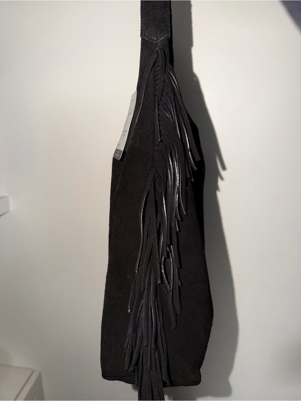 Haute Hippie Black Genuine Suede Fringe Hobo Bag NWT Boho Western - Picture 6 of 6